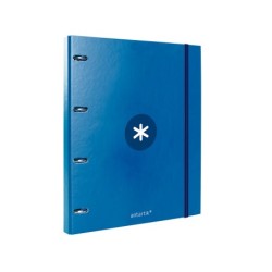 Carpeta con recambio antartik a4 cuadro 5mm forrada 4 anillas 25mm redondas color azul marino