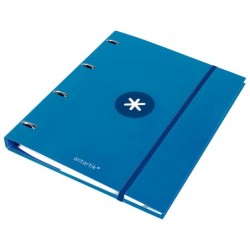 Carpeta con recambio antartik a4 cuadro 5mm forrada 4 anillas 25mm redondas color azul marino