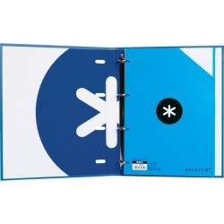 Carpeta con recambio antartik a4 cuadro 5mm forrada 4 anillas 25mm redondas color azul marino