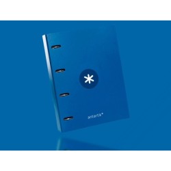 Carpeta con recambio antartik a4 cuadro 5mm forrada 4 anillas 25mm redondas color azul marino