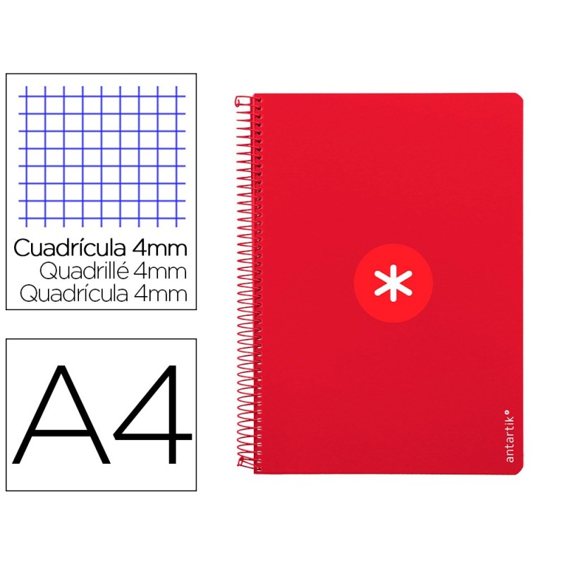 Cuaderno espiral a4 antartik tapa dura 80h 90gr cuadro 4mm con margen color frambuesa Cuaderno espiral a4 antartik tapa dura 80h 90gr cuadro 4mm con margen color frambuesa