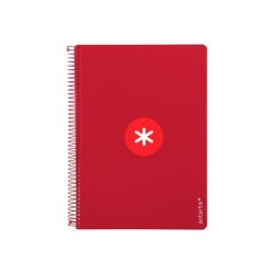 Cuaderno espiral a4 antartik tapa dura 80h 90gr cuadro 4mm con margen color frambuesa