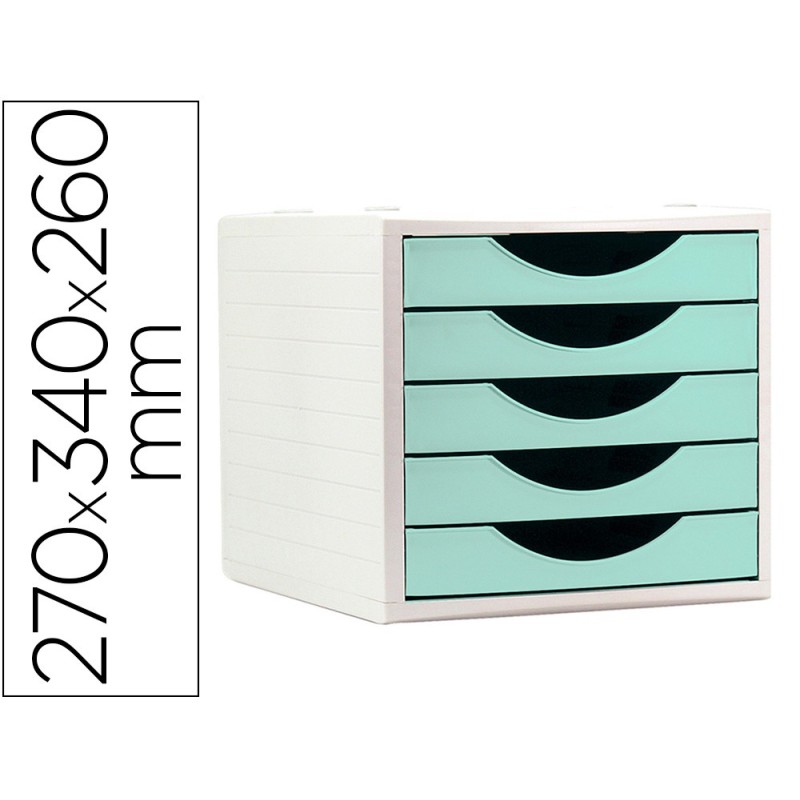 Fichero cajones de sobremesa archivo 2000 5 cajones color verde pastel 270x340x260 mm Fichero cajones de sobremesa archivo 2000 5 cajones color verde pastel 270x340x260 mm