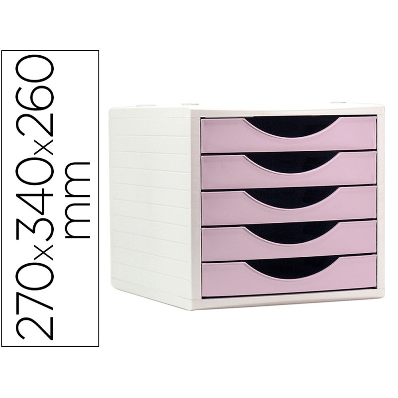 Fichero cajones de sobremesa archivo 2000 5 cajones color rosa pastel 270x340x260 mm Fichero cajones de sobremesa archivo 2000 5 cajones color rosa pastel 270x340x260 mm