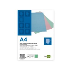 Tapa encuadernacion liderpapel carton a4 1 mm verde menta paquete de 50 unidades