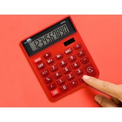 Calculadora liderpapel sobremesa xf22 10 digitos solar y pilas color rojo 127x105x24 mm
