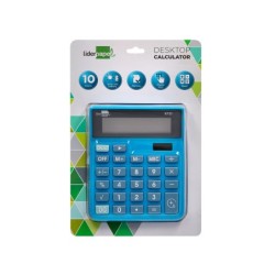 Calculadora liderpapel sobremesa xf21 10 digitos solar y pilas color azul 127x105x24 mm