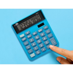 Calculadora liderpapel sobremesa xf21 10 digitos solar y pilas color azul 127x105x24 mm