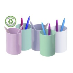 Cubilete portalapices archivo 2000 rosa pastel opaco plastico 100% reciclado diametro 75 mm alto 105 mm