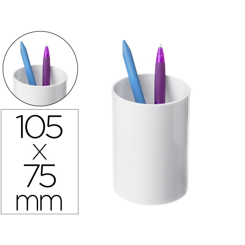 Cubilete portalapices archivo 2000 blanco pastel opaco plastico 100% reciclado diametro 75 mm alto 105 mm Cubilete portalapices archivo 2000 blanco pastel opaco plastico 100% reciclado diametro 75 mm alto 105 mm