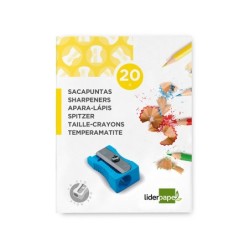 Sacapuntas liderpapel metalico cuña 1 uso color azul