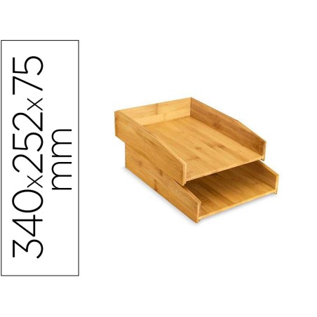 Bandeja sobremesa cep silva bambu lote de 2 unidades 340x252x75 mm