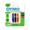 Cinta dymo 3d 9mm x 3mt para rotuladora omega/junior color azul/negro/rojo blister 3 unidades