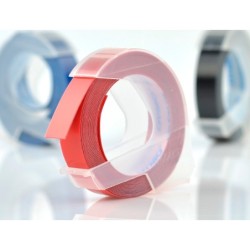 Cinta dymo 3d 9mm x 3mt para rotuladora omega/junior color azul/negro/rojo blister 3 unidades
