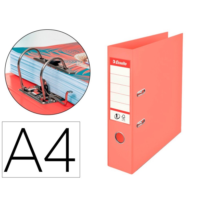 Archivador de palanca esselte colour breeze carton forrado pvc din a4 lomo 75 mm color coral Archivador de palanca esselte colour breeze carton forrado pvc din a4 lomo 75 mm color coral