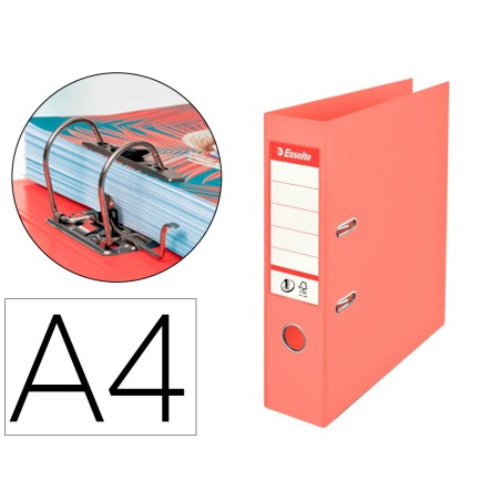 Archivador de palanca esselte colour breeze carton forrado pvc din a4 lomo 75 mm color coral