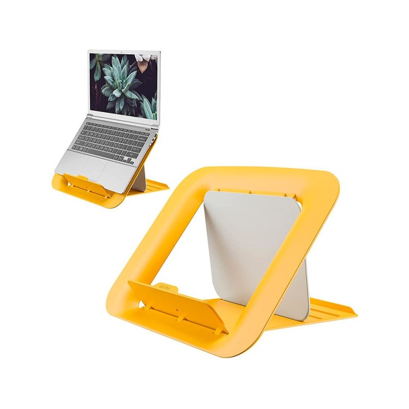 Soporte para portatil leitz ergo cosy ajustable 4 alturas color amarillo 310x50x247 mm Soporte para portatil leitz ergo cosy ajustable 4 alturas color amarillo 310x50x247 mm