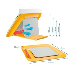 Soporte para portatil leitz ergo cosy ajustable 4 alturas color amarillo 310x50x247 mm