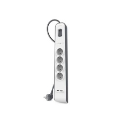 Regleta belkin bsv401vf2m proteccion sobretension 4 tomas  2 puertos usb boton apagado y encendido color