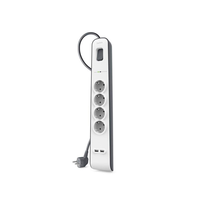 Regleta belkin bsv401vf2m proteccion sobretension 4 tomas 2 puertos usb boton apagado y encendido color Regleta belkin bsv401vf2m proteccion sobretension 4 tomas 2 puertos usb boton apagado y encendido color