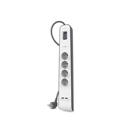 Regleta belkin bsv401vf2m proteccion sobretension 4 tomas  2 puertos usb boton apagado y encendido color