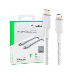Cable trenzado belkin caa004bt1mwh usb-c a lightning boost charge largo 1 m color blanco