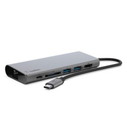 Adaptador belkin avc008btsgy multipuerto usb-c a ethernet / usb-c / usb-a / hdmi / sd color gris