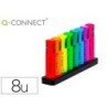Rotulador q-connect fluorescente neon punta biselada estuche de sobremesa 8 colores surtidos