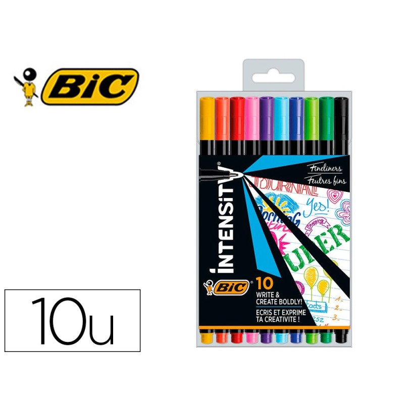 Rotulador bic intensity fine punta de fibra 0,4 mm blister de 10 unidades colores surtidos Rotulador bic intensity fine punta de fibra 0,4 mm blister de 10 unidades colores surtidos