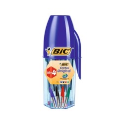 Boligrafo bic cristal mega tubo 164 unidades colores surtidos 8 azules / 5 negros / 4 rojos/ 3 verdes