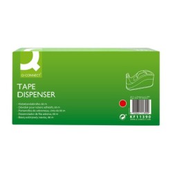 Portarrollo sobremesa q-connect plastico para cintas de 66 mt color rojo 220x100x70 mm
