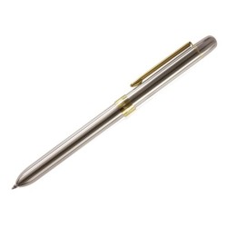 Boligrafo milan multifuncion cromado adornos dorados azul/rojo/portaminas 0,5 mm/ goma de borrar en caja metal