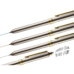 Boligrafo milan multifuncion cromado adornos dorados azul/rojo/portaminas 0,5 mm/ goma de borrar en caja metal