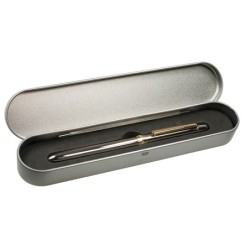 Boligrafo milan multifuncion cromado adornos dorados azul/rojo/portaminas 0,5 mm/ goma de borrar en caja metal