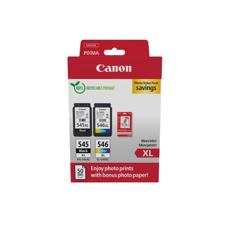 Ink-jet canon photo value pixma mg2450/2550 multipack negro/color pg545xl cl546xl 50 hojas papel foto 10x15 cm