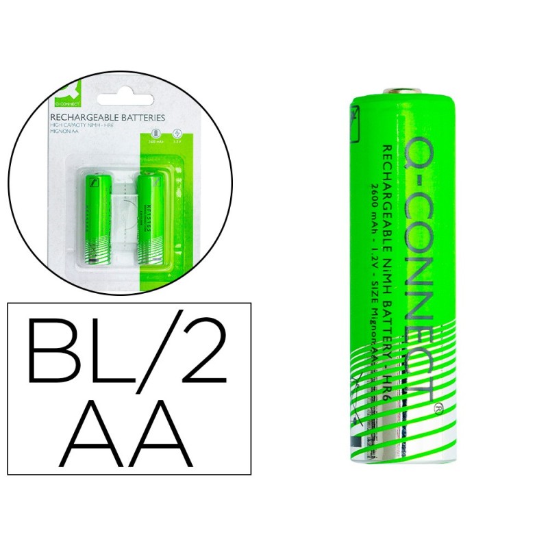 Pila q-connect alcalina aa recargable blister de 2 unidades