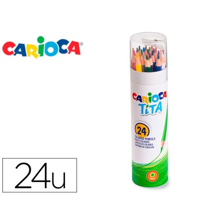Lapices de colores carioca tita mina 3 mm tubo carton 24 colores surtidos  sacapuntas