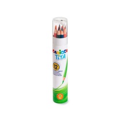 Lapices de colores carioca tita mina 3 mm tubo carton 12 colores surtidos  sacapuntas