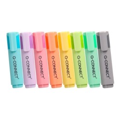 Rotulador q-connect fluorescente pastel punta biselada estuche de sobremesa 8 colores surtidos