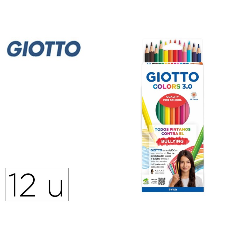 Lapices de colores giotto colors 3.0 mina 3 mm caja de 12 colores surtidos Lapices de colores giotto colors 3.0 mina 3 mm caja de 12 colores surtidos