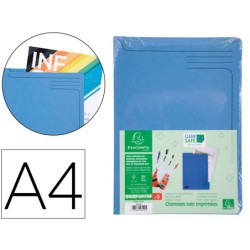 Carpeta dossier uñero exacompta clean safe cartulina 400 gr din a4 azul paquete de 5 unidades