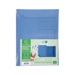 Subcarpeta cartulina exacompta clean safe din a4 con 2 solapas azul 400 gr paquete de 5 unidades