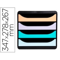 Fichero cajones sobremesa exacompta big-box aquarel negro 4 cajones colores pastel glossy