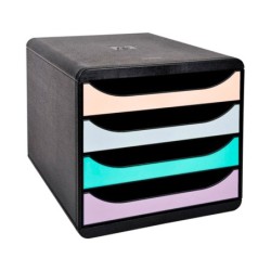 Fichero cajones sobremesa exacompta big-box aquarel negro 4 cajones colores pastel glossy