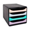 Fichero cajones sobremesa exacompta big-box aquarel negro 4 cajones colores pastel glossy