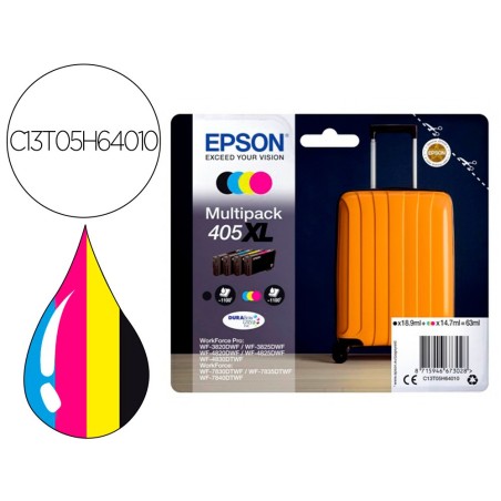 Ink-jet epson 405 xl wf-3820dwf / wf-4820dwf / wf-7830dtwf / wf-7840dtwf alta capacidad pack de 4