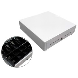 Cajon portamonedas 8 monederos 4 billeteros con llave manualblanco 410x415x110 mm