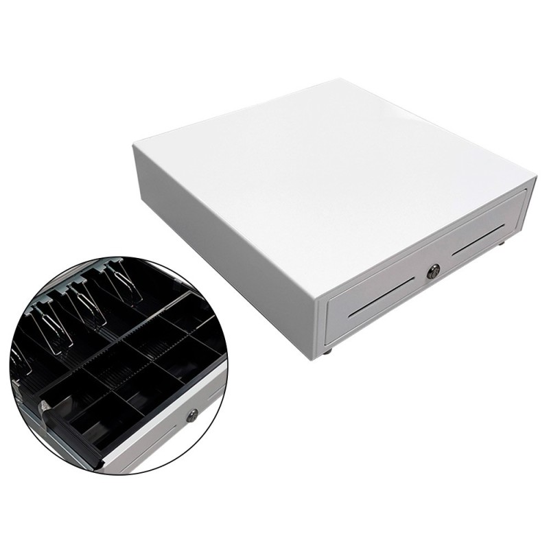 Cajon portamonedas 8 monederos 4 billeteros con llave manualblanco 410x415x110 mm