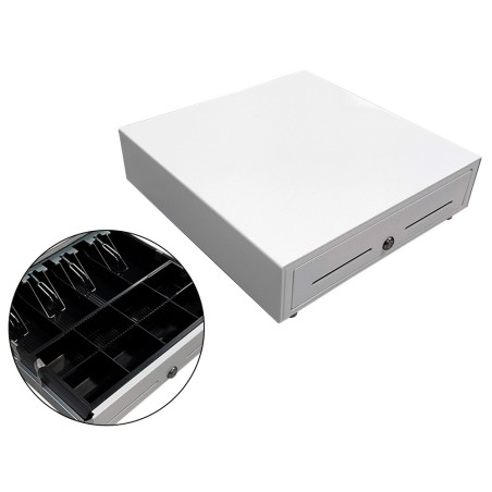 Cajon portamonedas 8 monederos 4 billeteros con llave manualblanco 410x415x110 mm