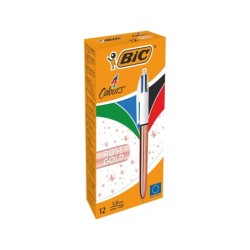 Boligrafo bic cuatro colores shine oro rosa punta de 1 mm